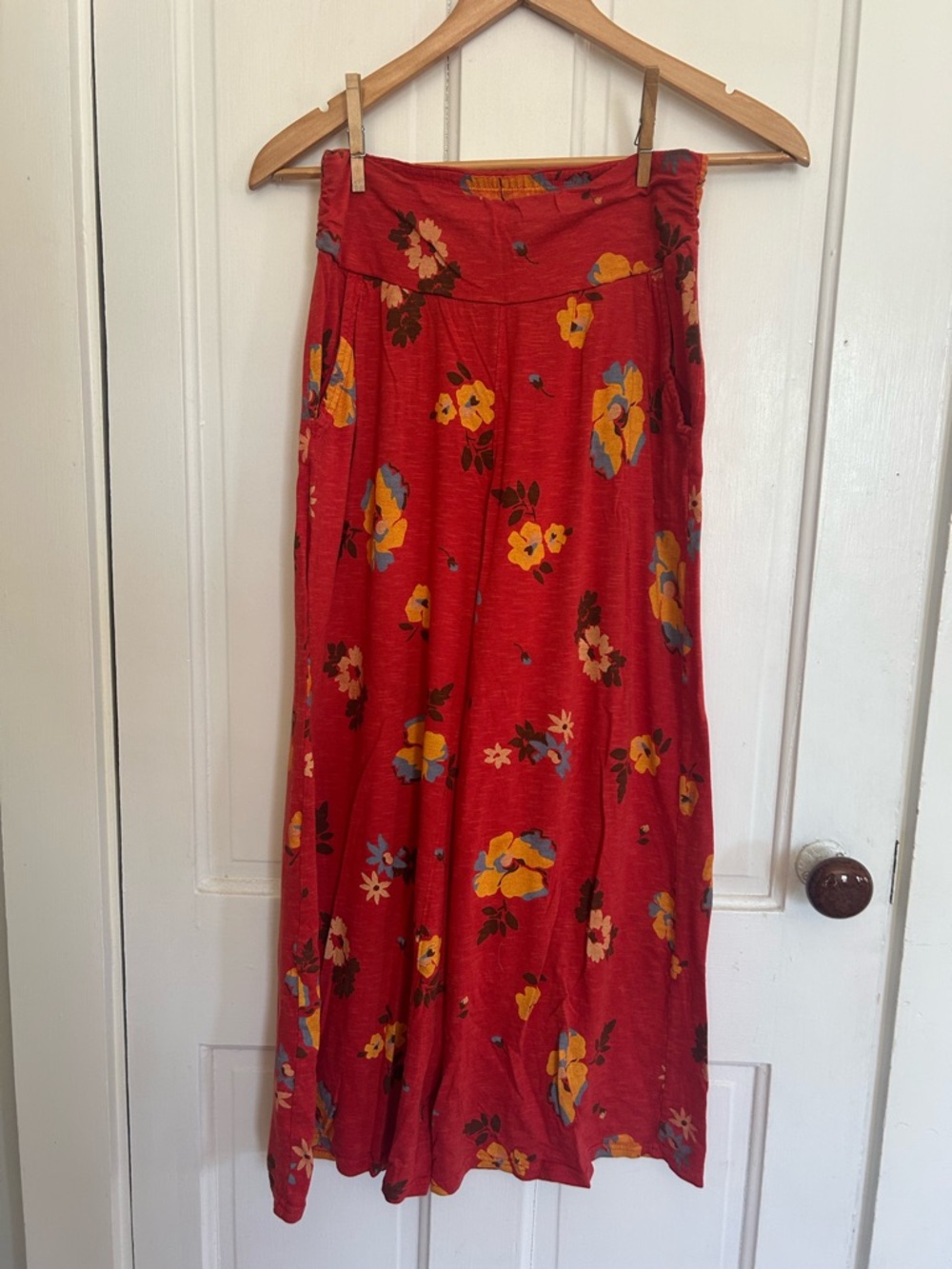 Toad&Co Red Floral wide leg pants